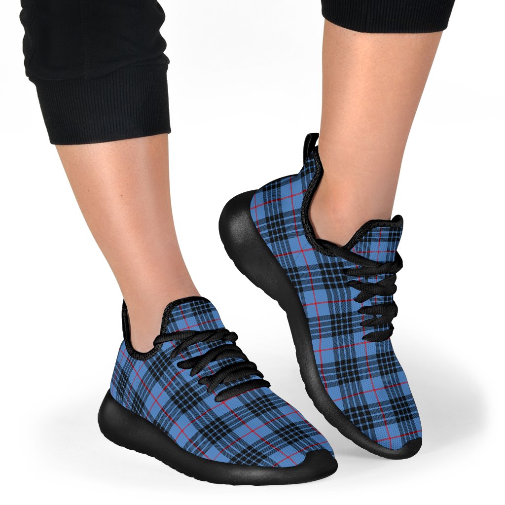 MacKay Blue Tartan Mesh Knit Sneakers