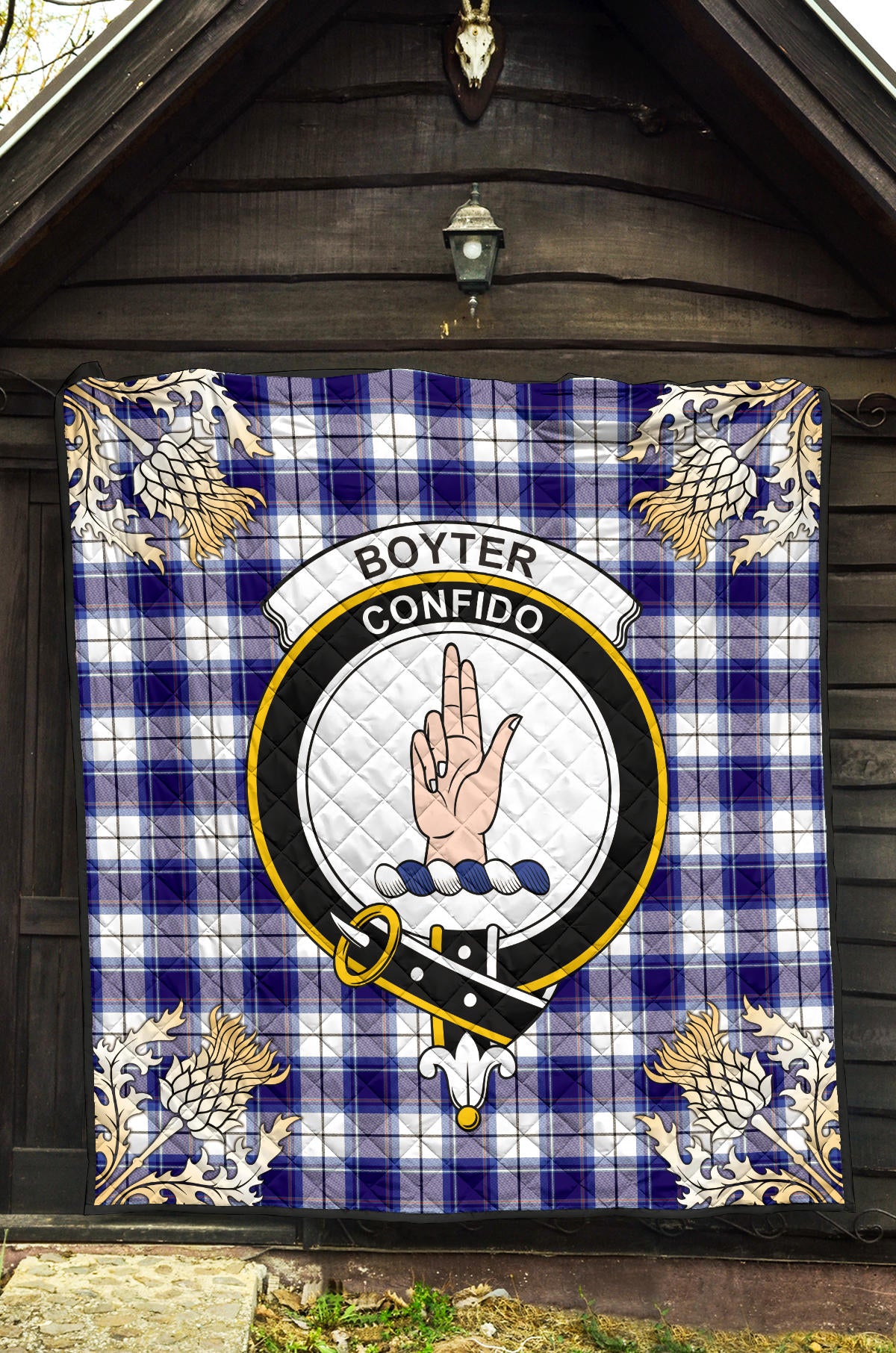 Boyter Tartan Crest Premium Quilt - Gold Thistle Style SP