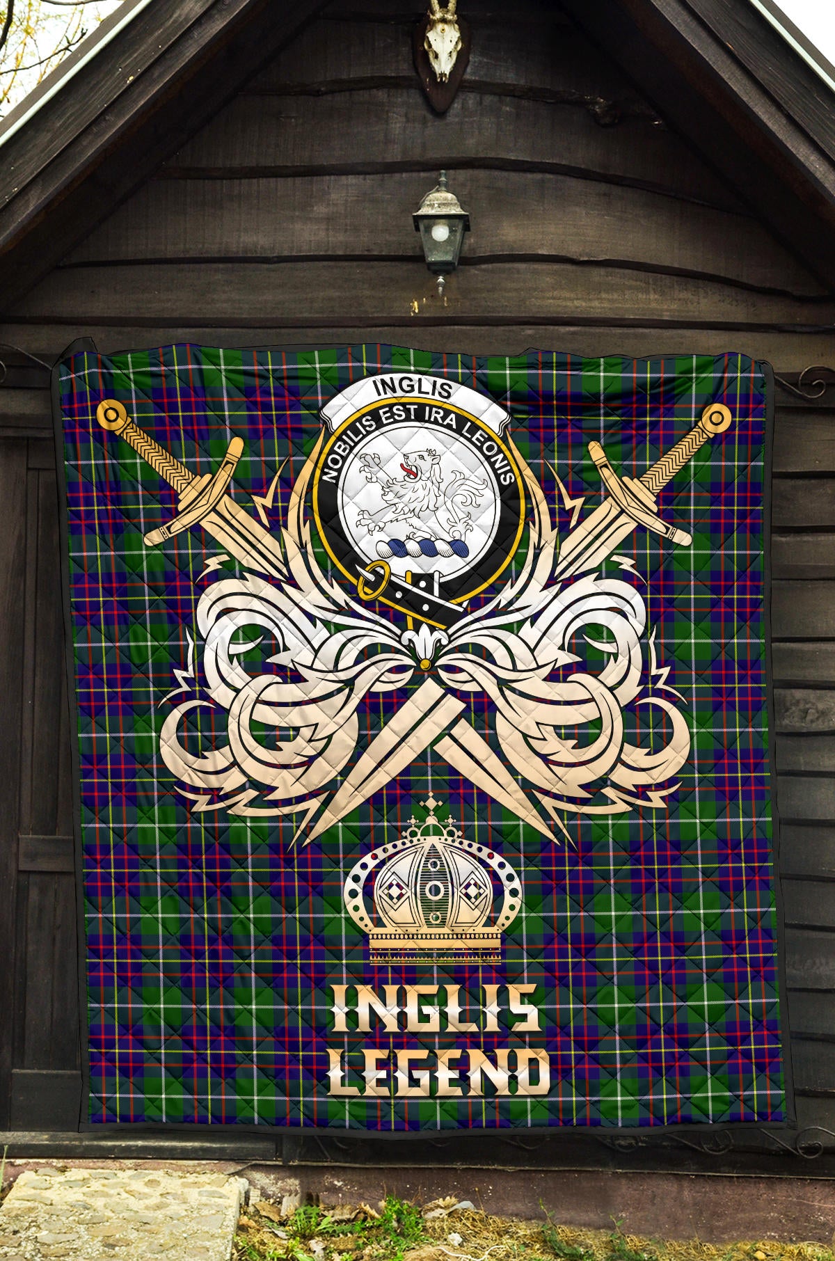 Inglis Modern Tartan Crest Legend Gold Royal Premium Quilt - SP