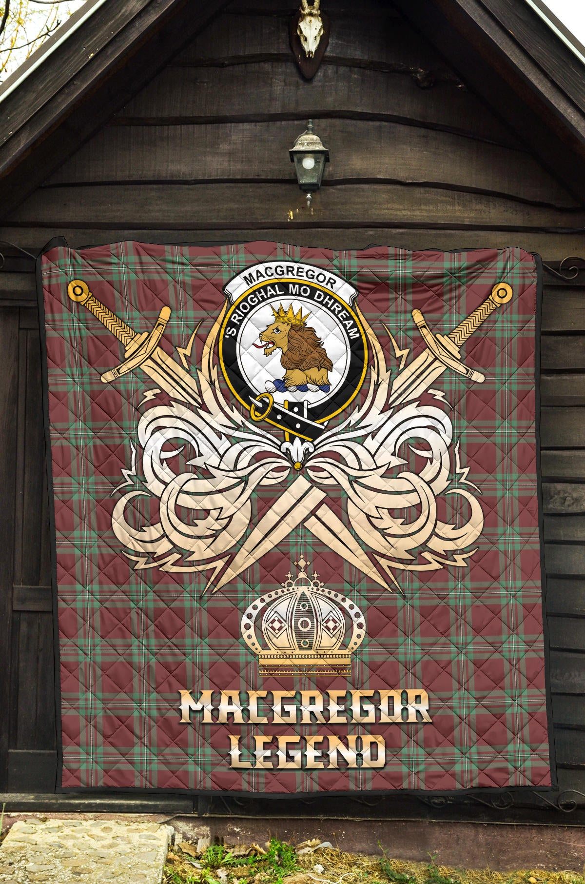 MacGregor Hunting Ancient Tartan Crest Legend Gold Royal Premium Quilt - SP