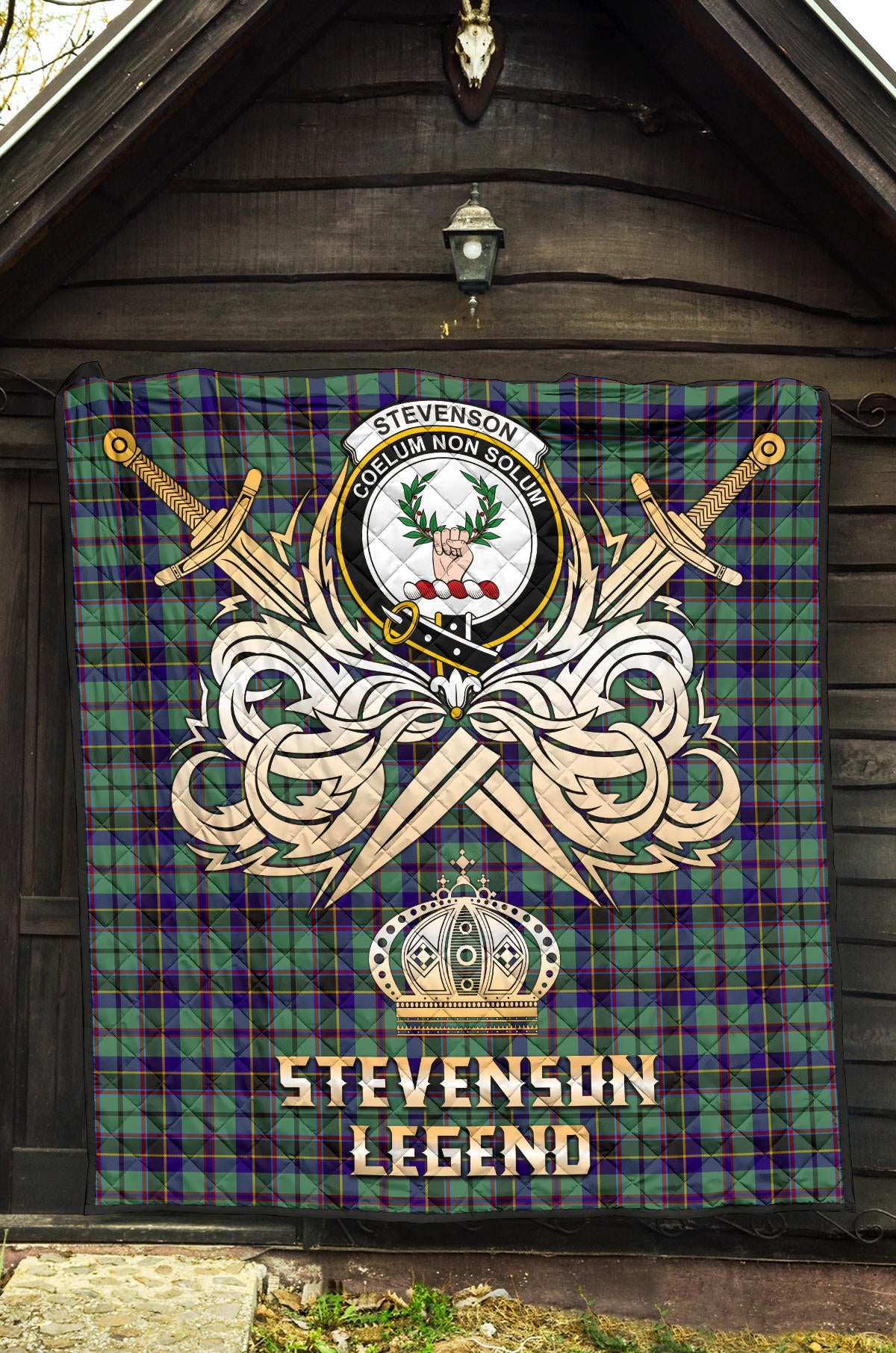 Stevenson Tartan Crest Legend Gold Royal Premium Quilt - SP