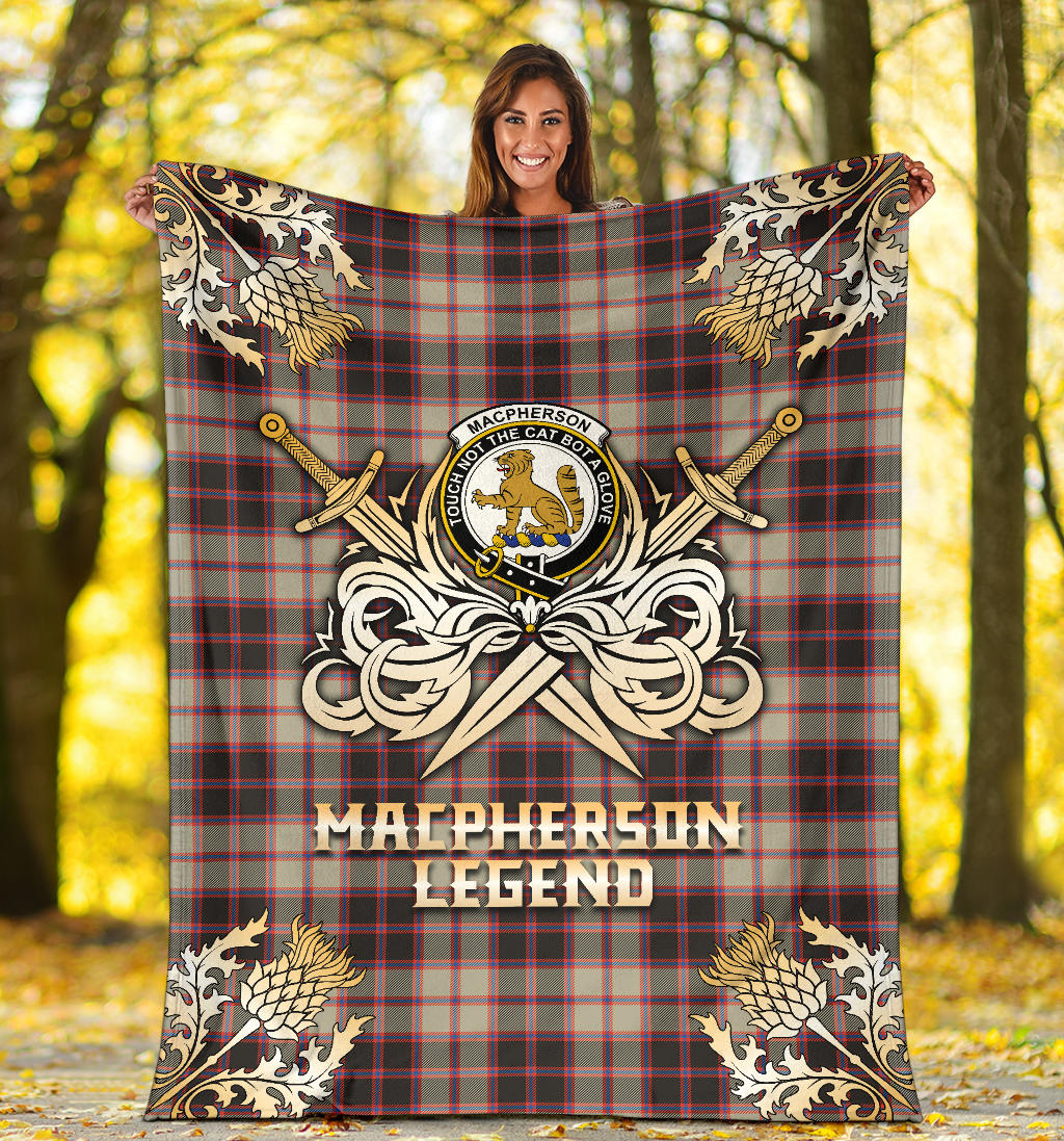 MacPherson Hunting Ancient Tartan Gold Courage Symbol Blanket - SP