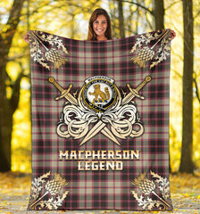 MacPherson Hunting Ancient Tartan Gold Courage Symbol Blanket - SP