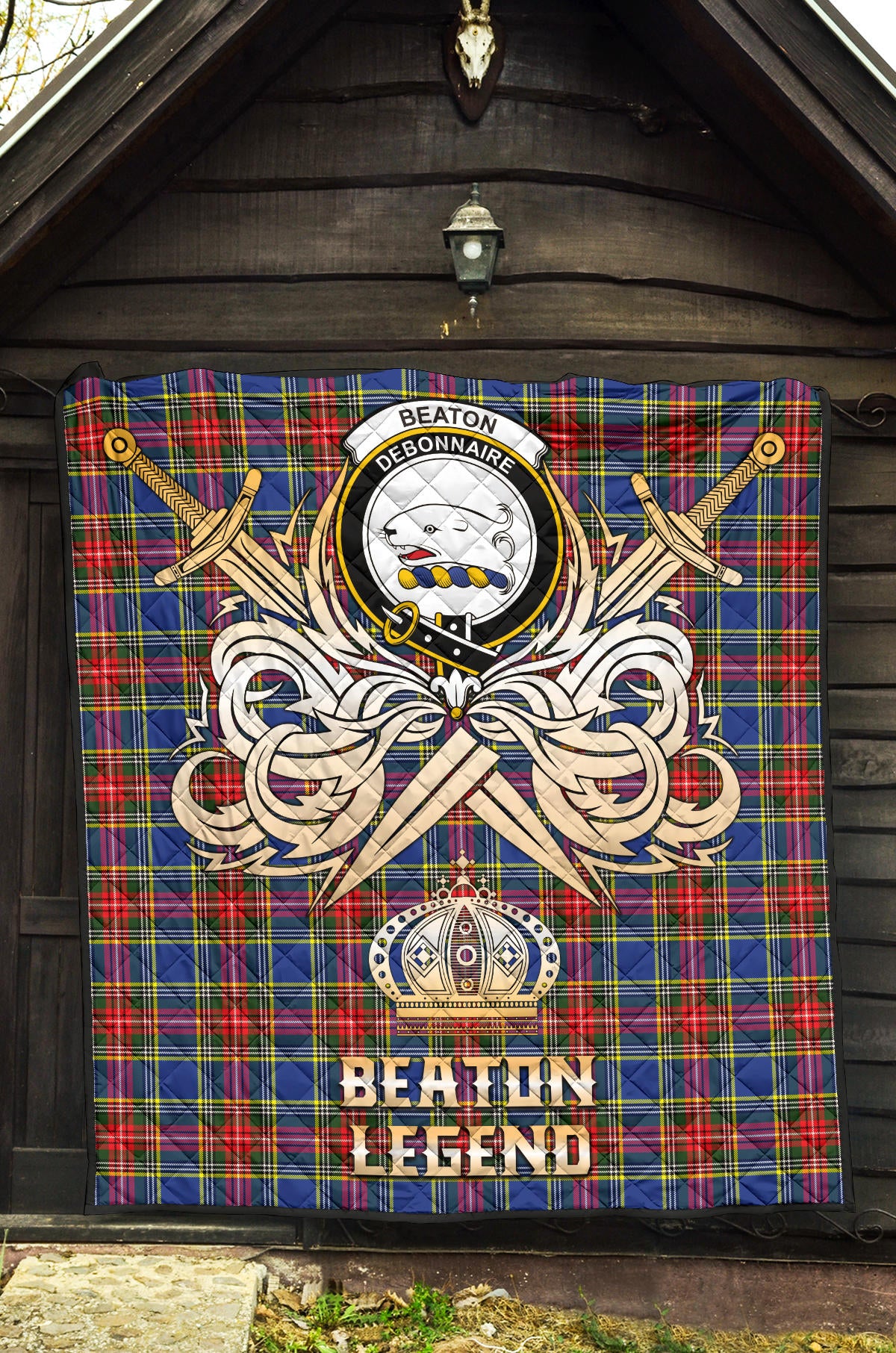 Beaton Tartan Crest Legend Gold Royal Premium Quilt - SP