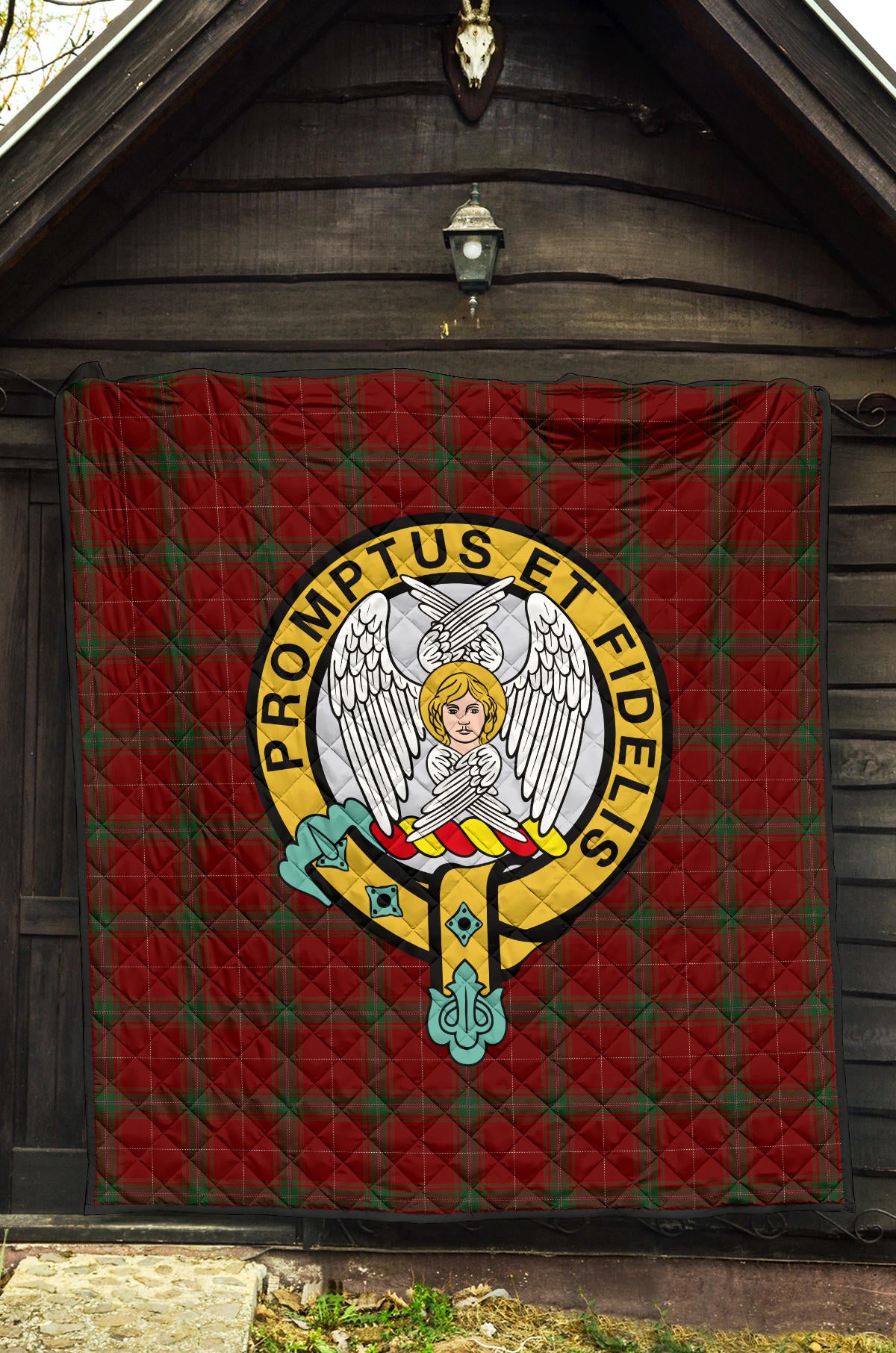 Carruthers Family Tartan Official Crest Premium Quilt