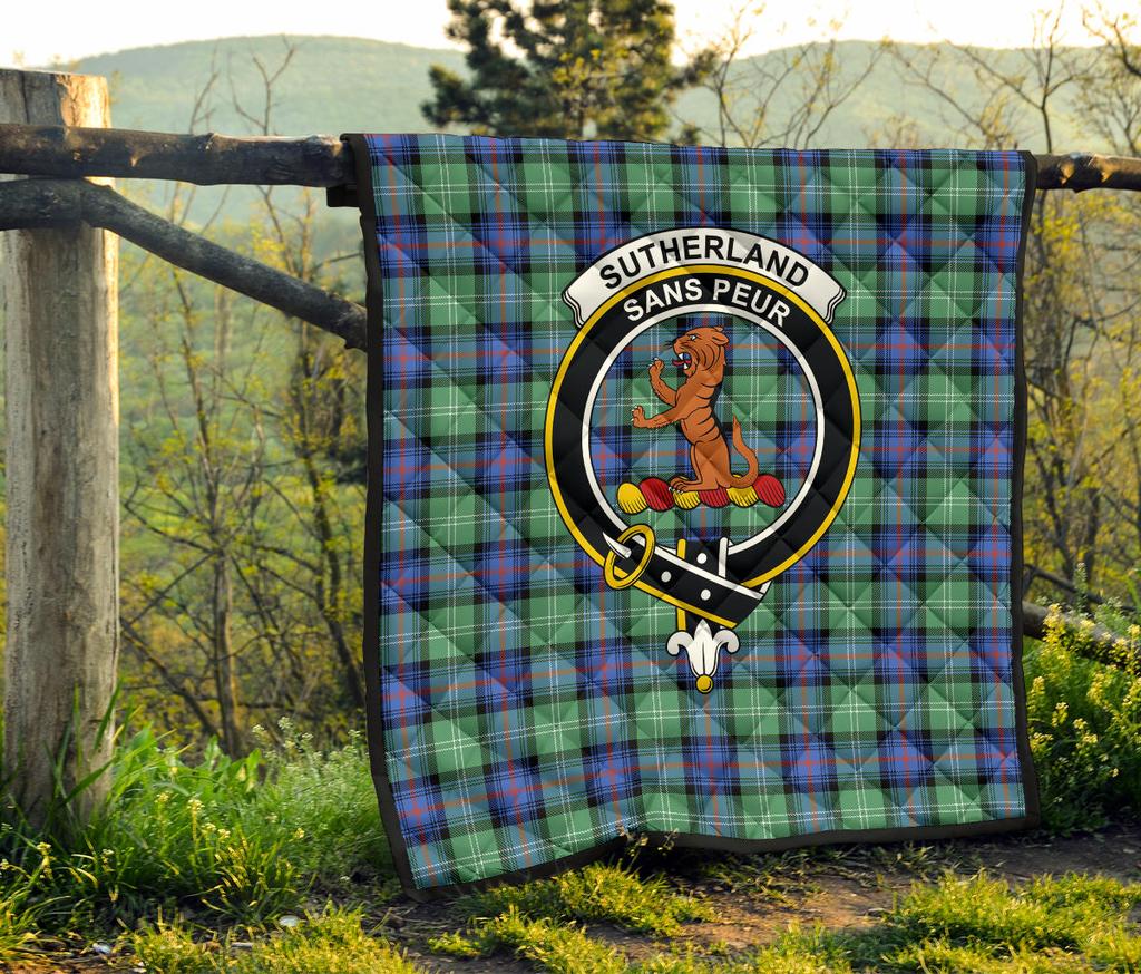 Sutherland Old Ancient Tartan Crest Quilt