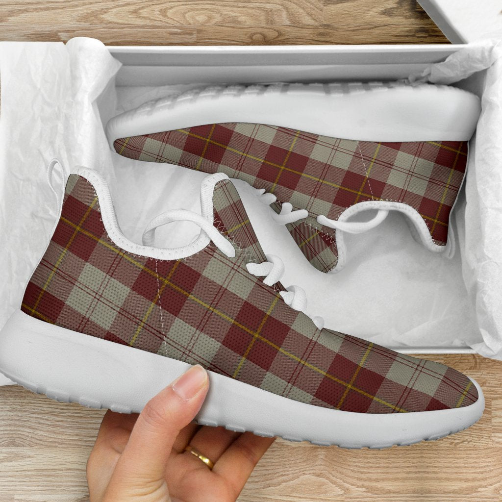 Cunningham Burgundy Dancers Tartan Mesh Knit Sneakers