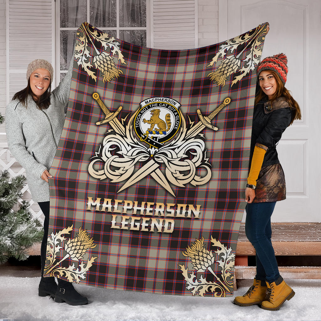 MacPherson Hunting Ancient Tartan Gold Courage Symbol Blanket - SP