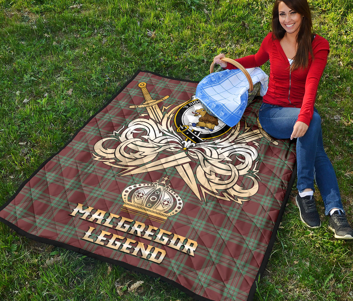 MacGregor Hunting Ancient Tartan Crest Legend Gold Royal Premium Quilt - SP