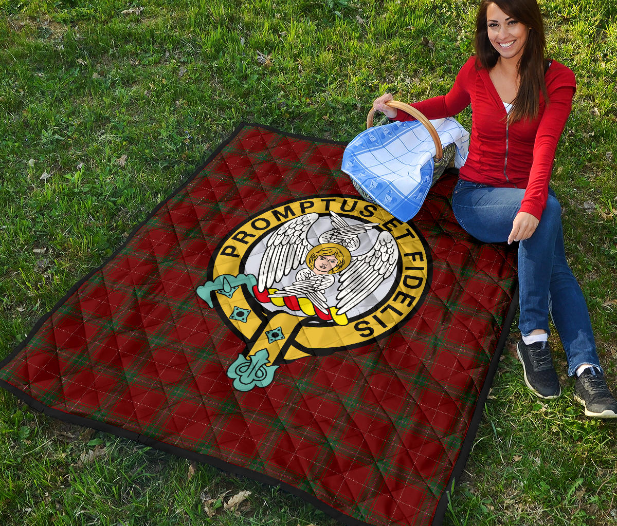 Carruthers Family Tartan Official Crest Premium Quilt