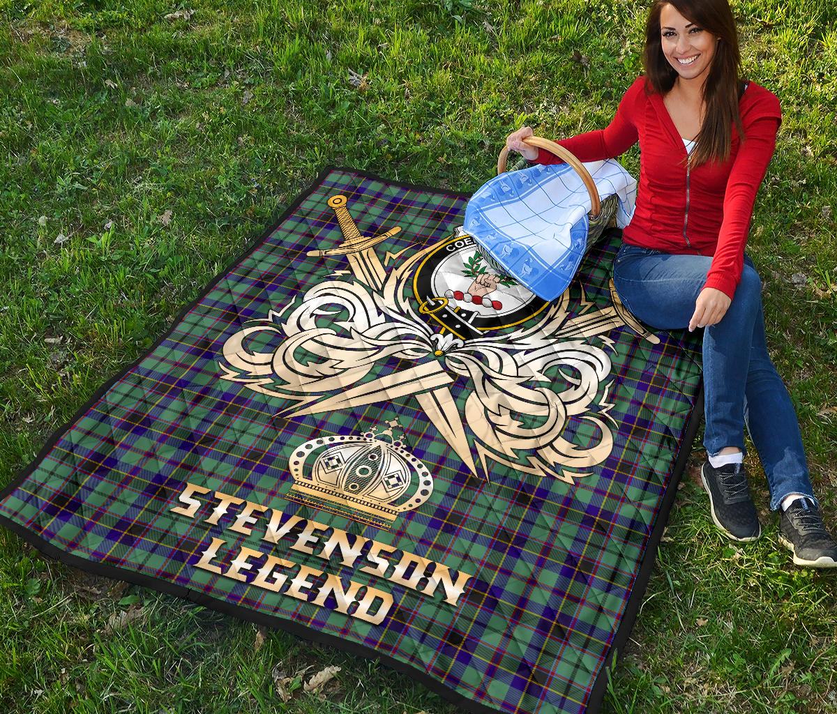 Stevenson Tartan Crest Legend Gold Royal Premium Quilt - SP