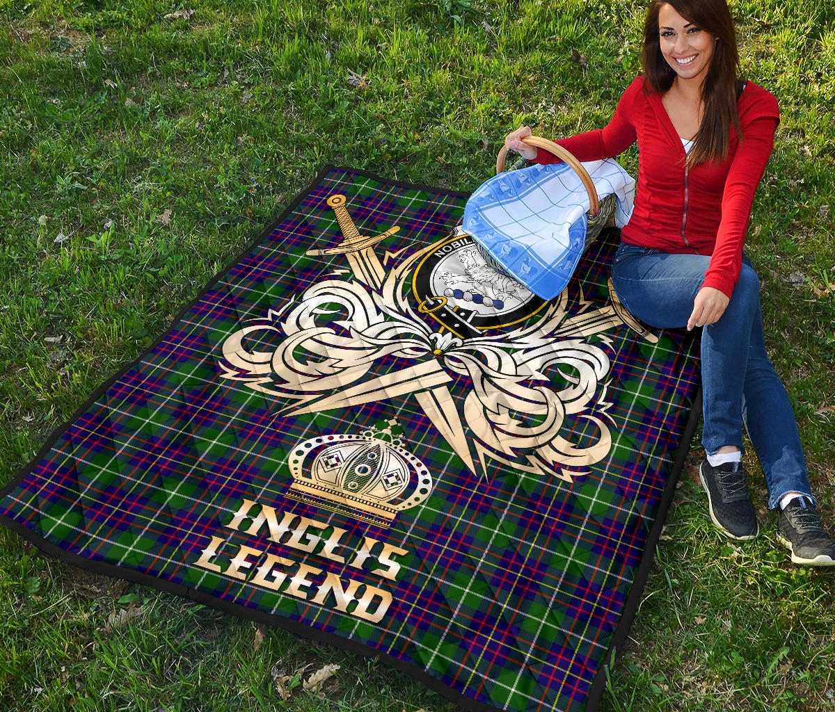 Inglis Modern Tartan Crest Legend Gold Royal Premium Quilt - SP