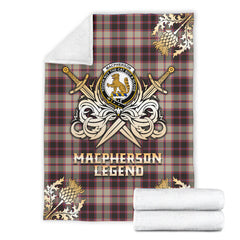 MacPherson Hunting Ancient Tartan Gold Courage Symbol Blanket - SP