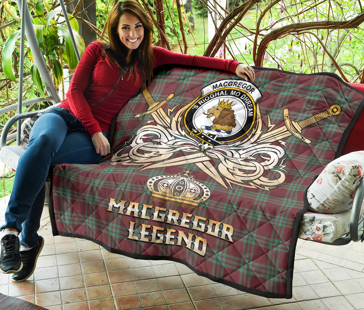 MacGregor Hunting Ancient Tartan Crest Legend Gold Royal Premium Quilt - SP