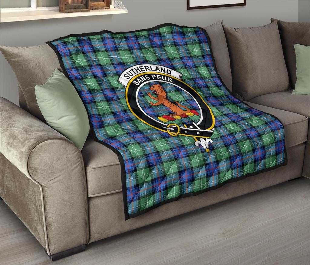 Sutherland Old Ancient Tartan Crest Quilt