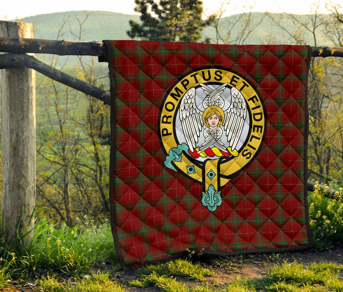 Carruthers Family Tartan Official Crest Premium Quilt