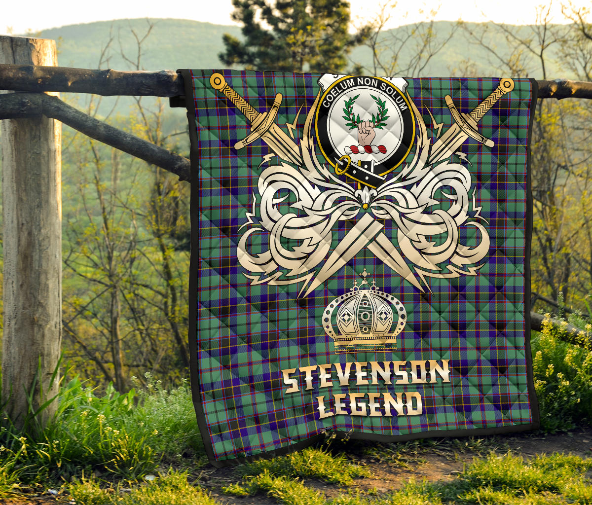 Stevenson Tartan Crest Legend Gold Royal Premium Quilt - SP