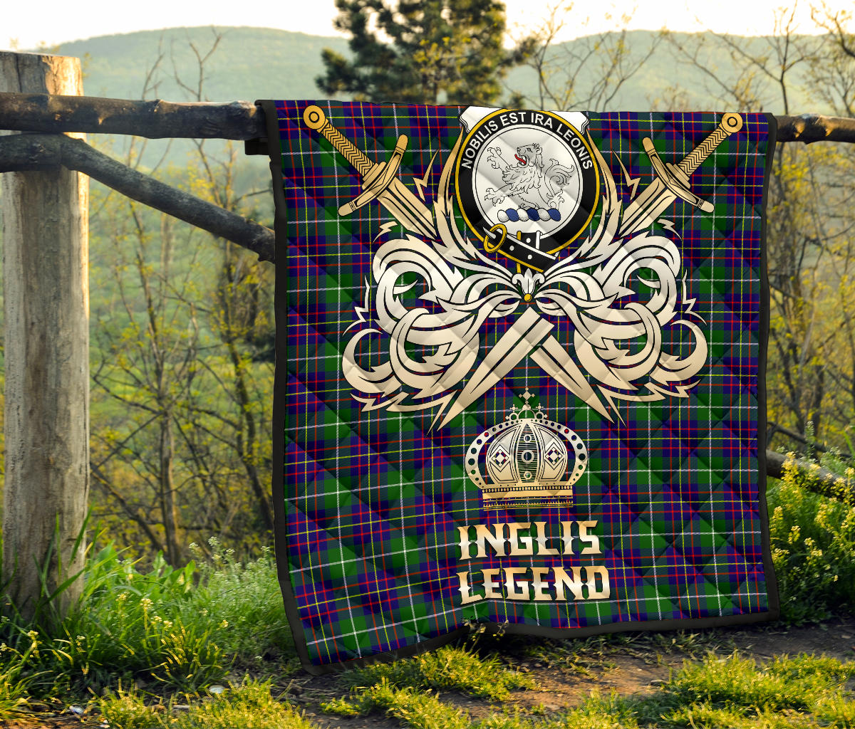 Inglis Modern Tartan Crest Legend Gold Royal Premium Quilt - SP