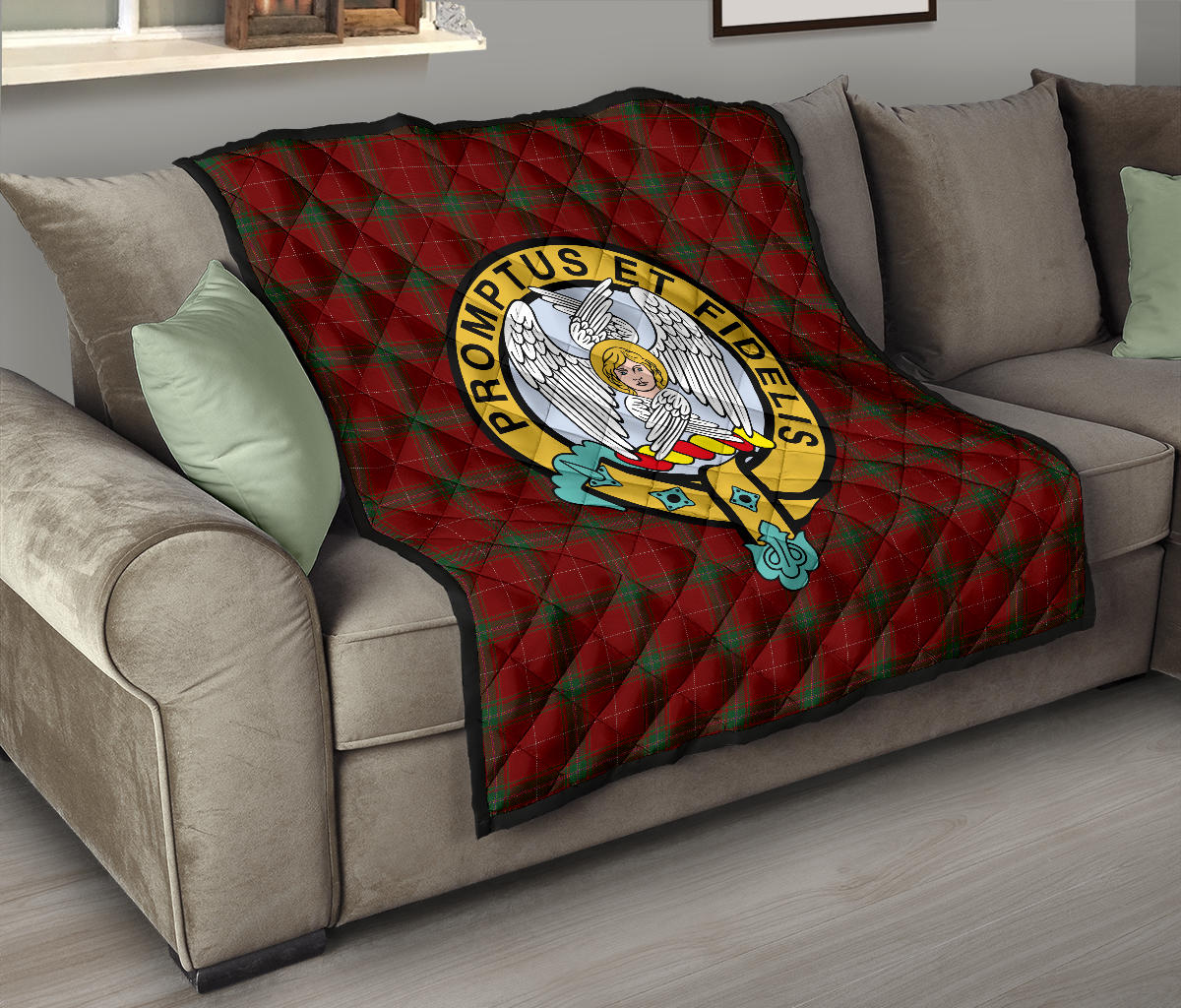 Carruthers Family Tartan Official Crest Premium Quilt