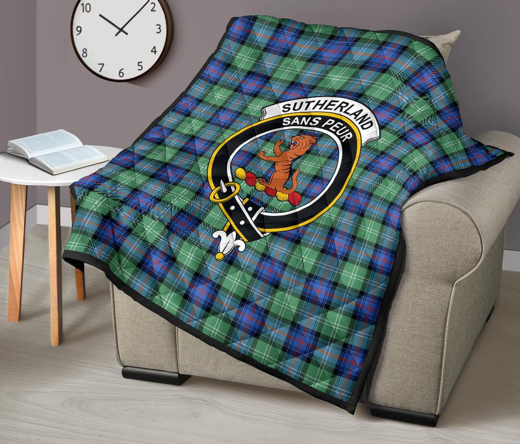 Sutherland Old Ancient Tartan Crest Quilt