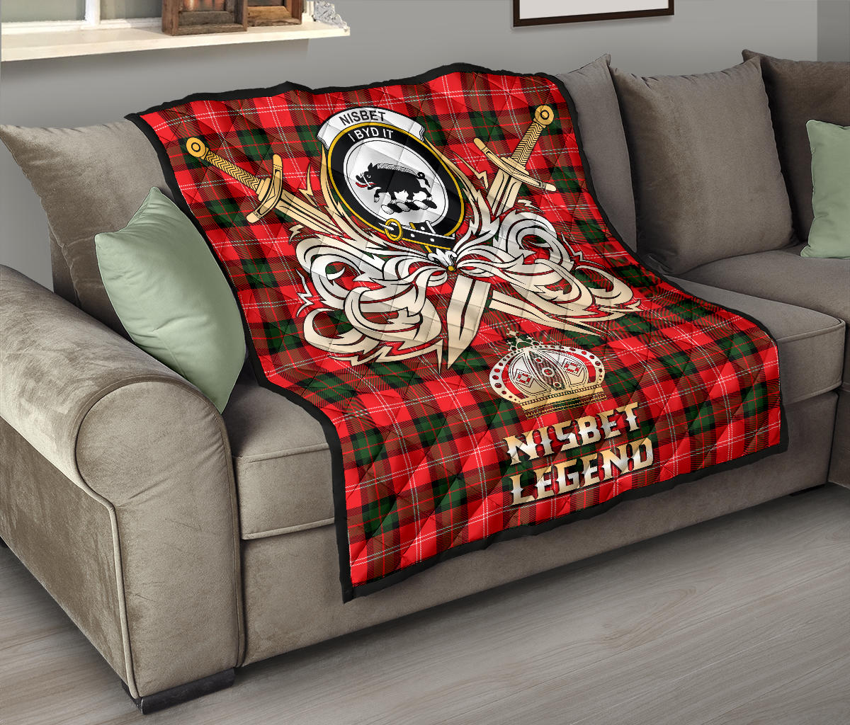 Nisbet Modern Tartan Crest Legend Gold Royal Premium Quilt SP