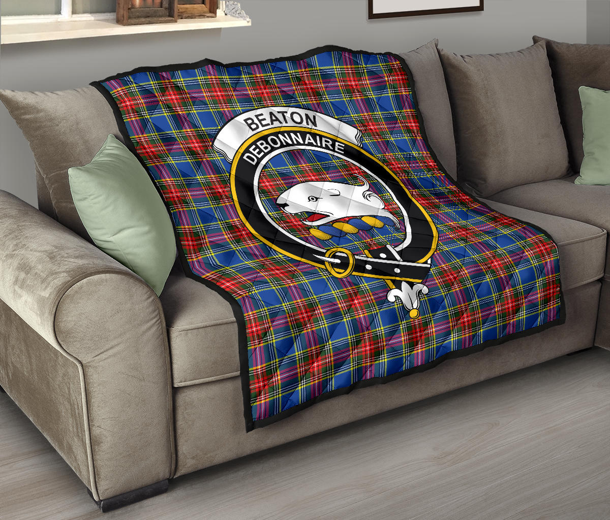 Beaton Family Tartan Crest Quilt - SP