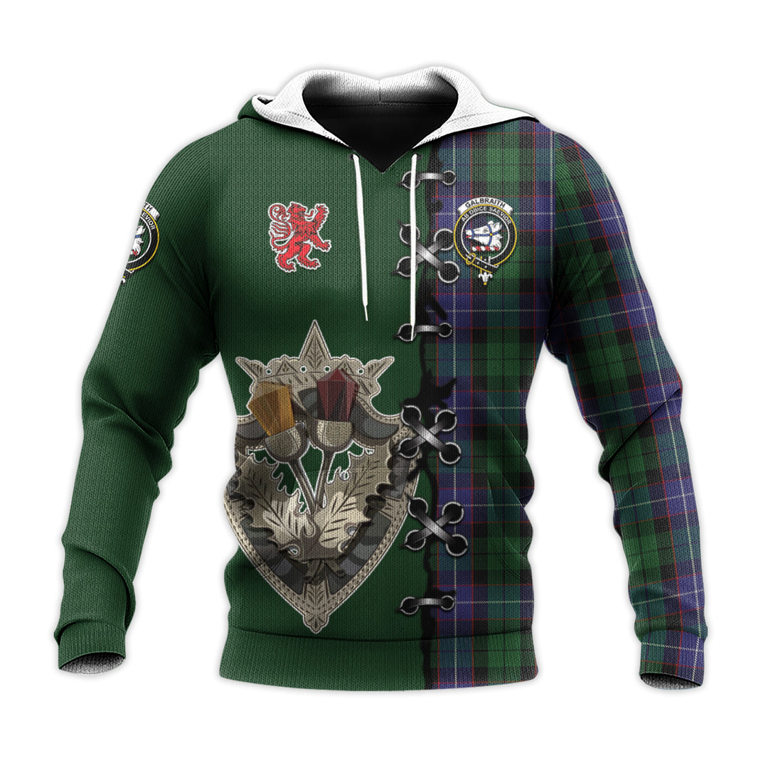 Galbraith Tartan Hoodie - Lion Rampant And Celtic Thistle Style