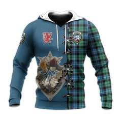 Galbraith Ancient Tartan Hoodie - Lion Rampant And Celtic Thistle Style