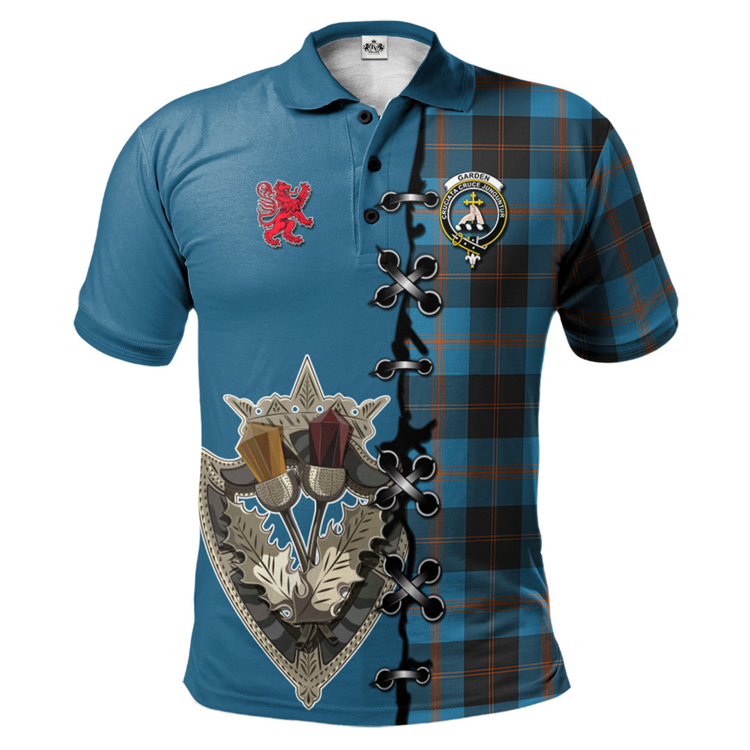 Garden Tartan Polo Shirt - Lion Rampant And Celtic Thistle Style