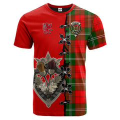 Gartshore Tartan T-shirt - Lion Rampant And Celtic Thistle Style