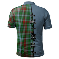 Gayre Tartan Polo Shirt - Lion Rampant And Celtic Thistle Style