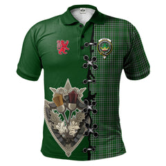 Gayre Dress Tartan Polo Shirt - Lion Rampant And Celtic Thistle Style