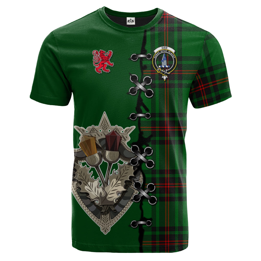 Ged Tartan T-shirt - Lion Rampant And Celtic Thistle Style