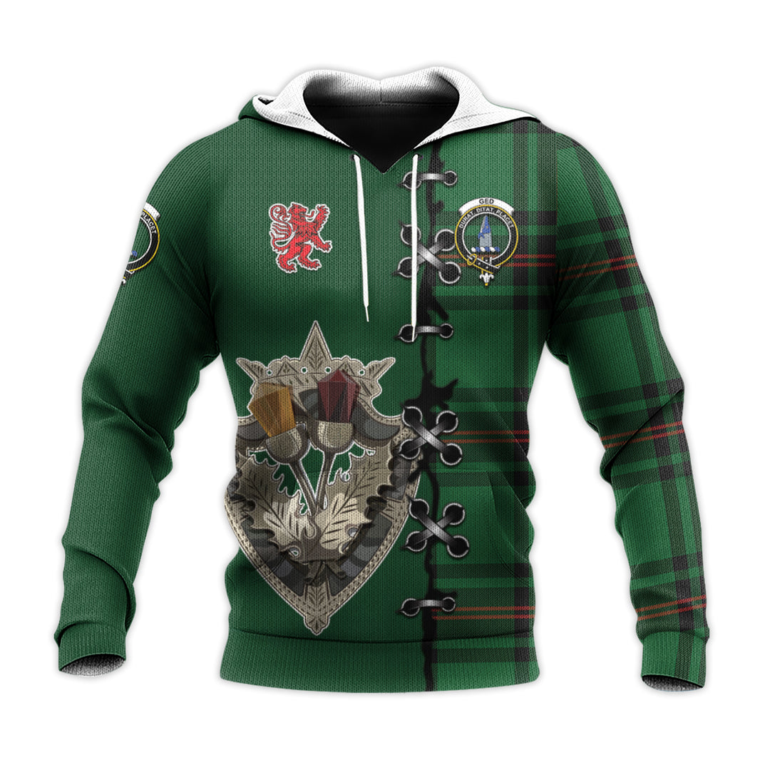 Ged Tartan Hoodie - Lion Rampant And Celtic Thistle Style