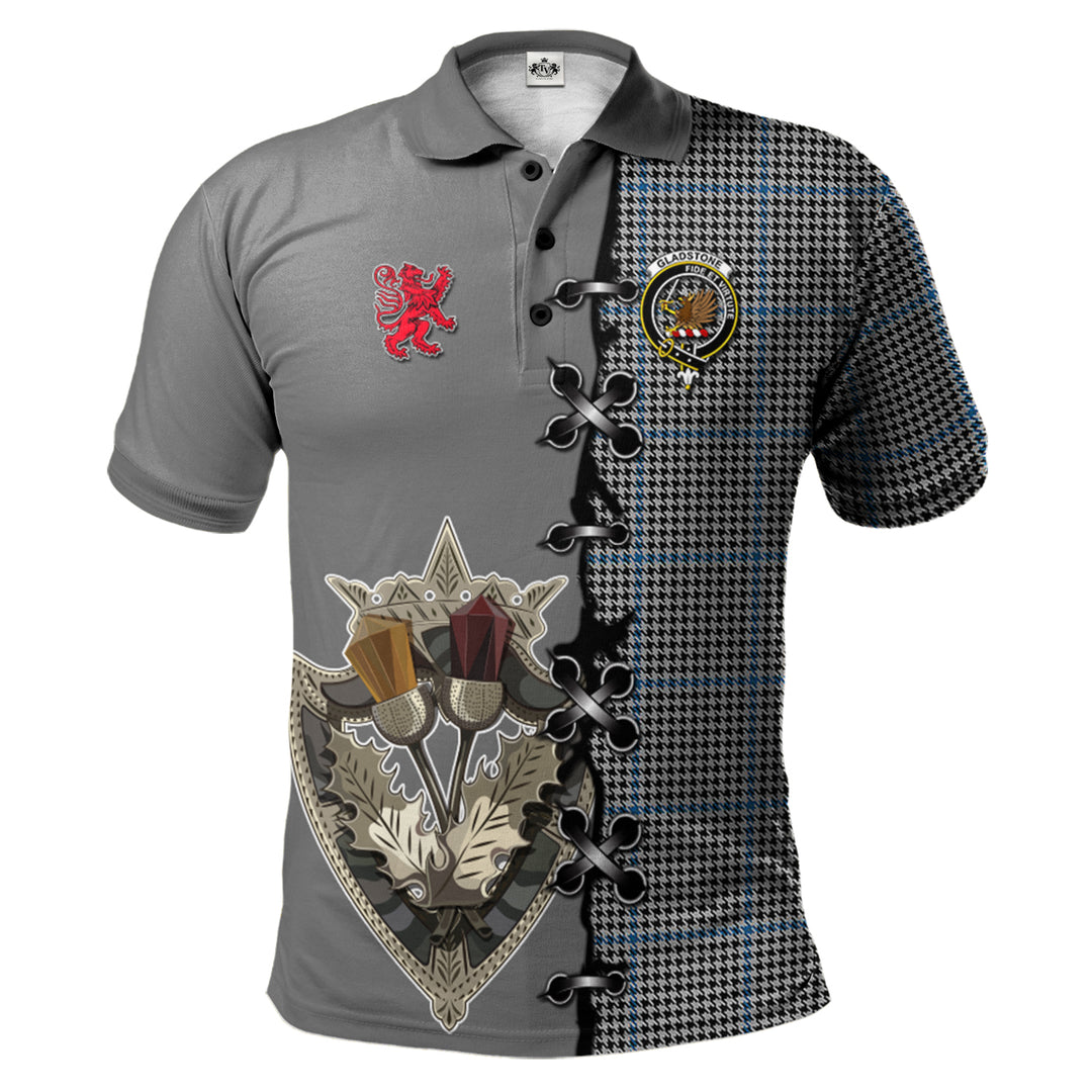 Gladstone Tartan Polo Shirt - Lion Rampant And Celtic Thistle Style