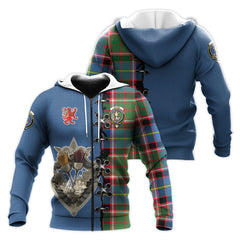 Glass Tartan Hoodie - Lion Rampant And Celtic Thistle Style