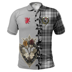 Glen Tartan Polo Shirt - Lion Rampant And Celtic Thistle Style