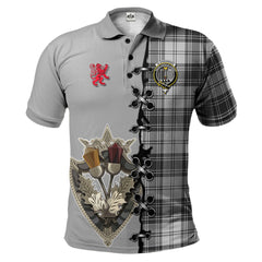 Glendinning Tartan Polo Shirt - Lion Rampant And Celtic Thistle Style