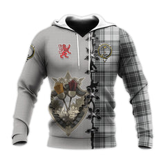 Glendinning Tartan Hoodie - Lion Rampant And Celtic Thistle Style