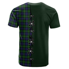 Gordon Tartan T-shirt - Lion Rampant And Celtic Thistle Style