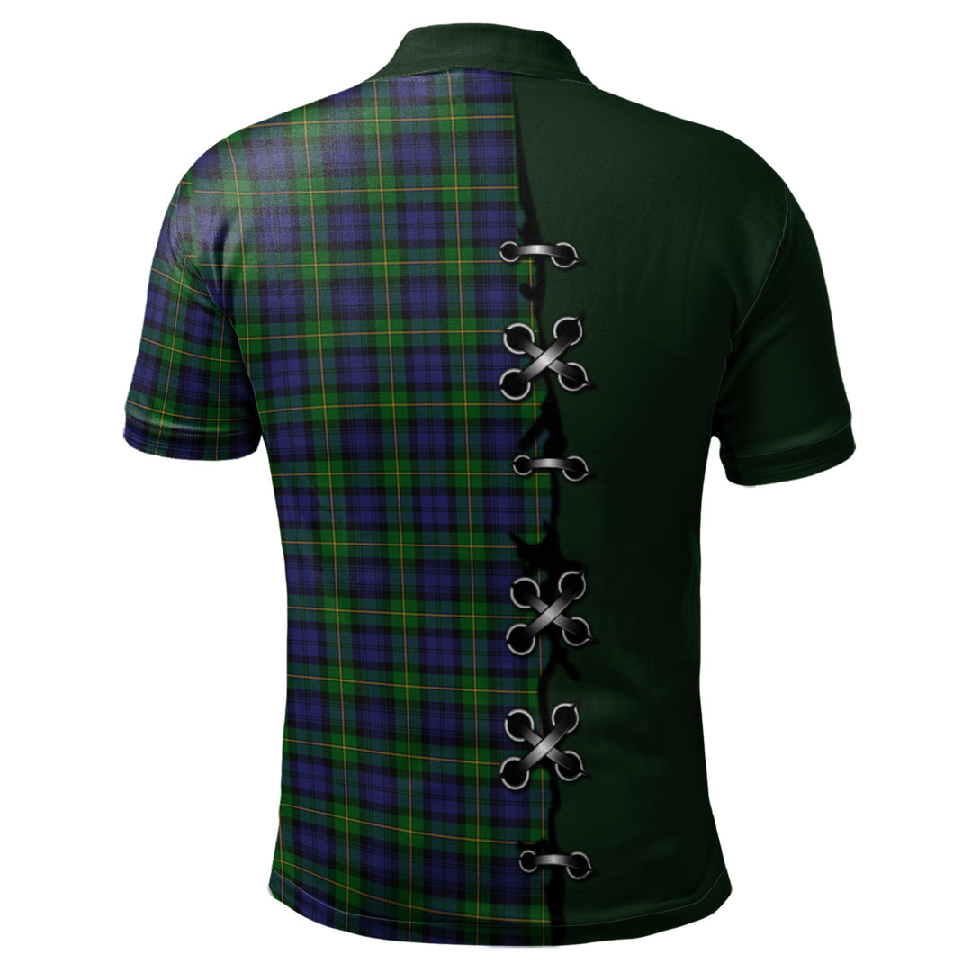 Gordon Tartan Polo Shirt - Lion Rampant And Celtic Thistle Style