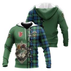 Gordon Ancient Tartan Hoodie - Lion Rampant And Celtic Thistle Style