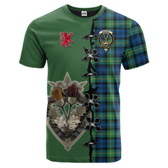 Gordon Ancient Tartan T-shirt - Lion Rampant And Celtic Thistle Style