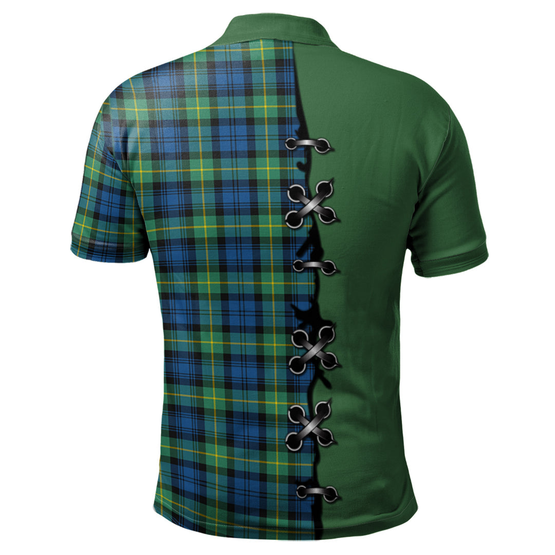 Gordon Ancient Tartan Polo Shirt - Lion Rampant And Celtic Thistle Style