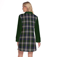 Gordon Dress Tartan Women's Lapel Shirt Dress With Long Sleeve