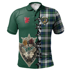 Gordon Dress Ancient Tartan Polo Shirt - Lion Rampant And Celtic Thistle Style