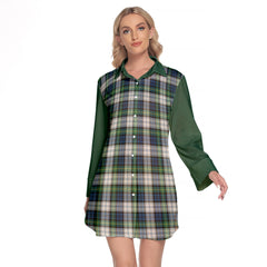 Gordon Dress Ancient Tartan Women's Lapel Shirt Dress With Long Sleeve