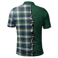 Gordon Dress Ancient Tartan Polo Shirt - Lion Rampant And Celtic Thistle Style