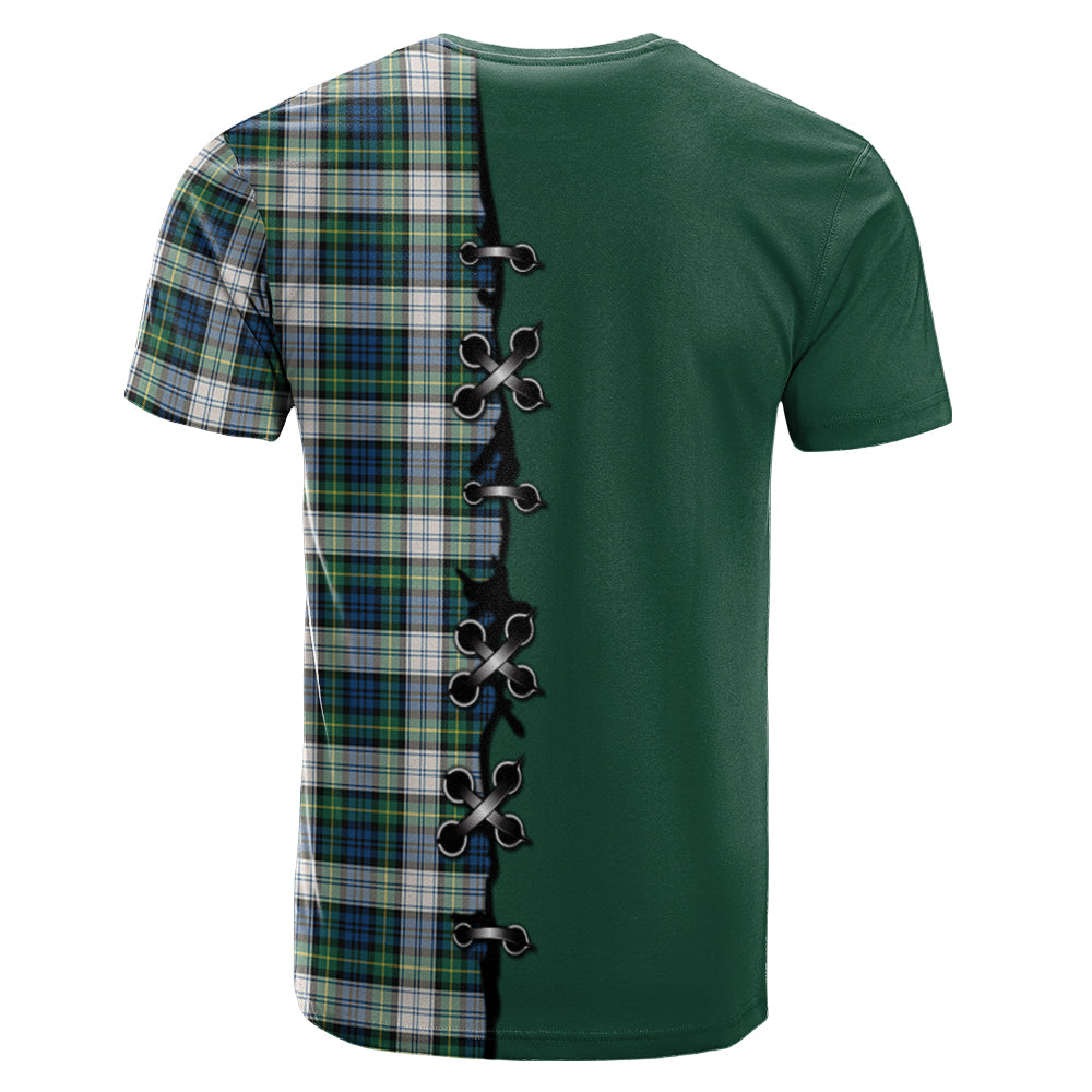 Gordon Dress Ancient Tartan T-shirt - Lion Rampant And Celtic Thistle Style