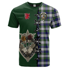 Gordon Dress Modern Tartan T-shirt - Lion Rampant And Celtic Thistle Style